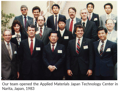 The Applied Materials team at the opening of the Japan Technology Center in Narita, Japan, 1983.